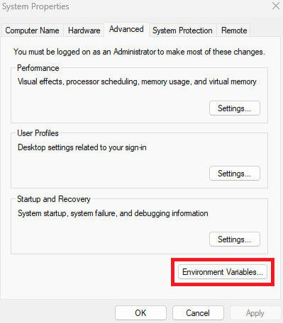 Environment variables