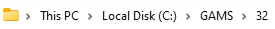 GAMS installation directory