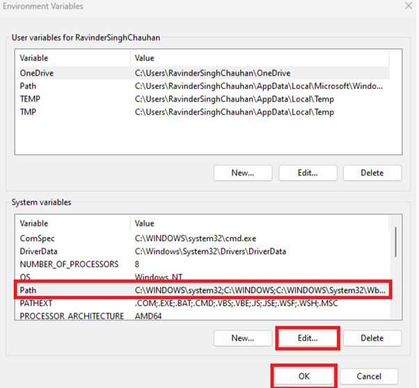 Edit system Path variable